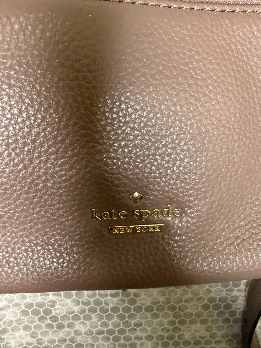 kate spade mauve taupe pebble leather crossbody with gold hardware